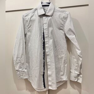 Jos. A. Bank slim fit white black patterned button up collared shirt 14 1/2 - 32